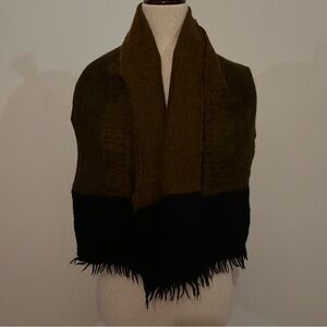 Brown and Black Wool Fringed Scarf